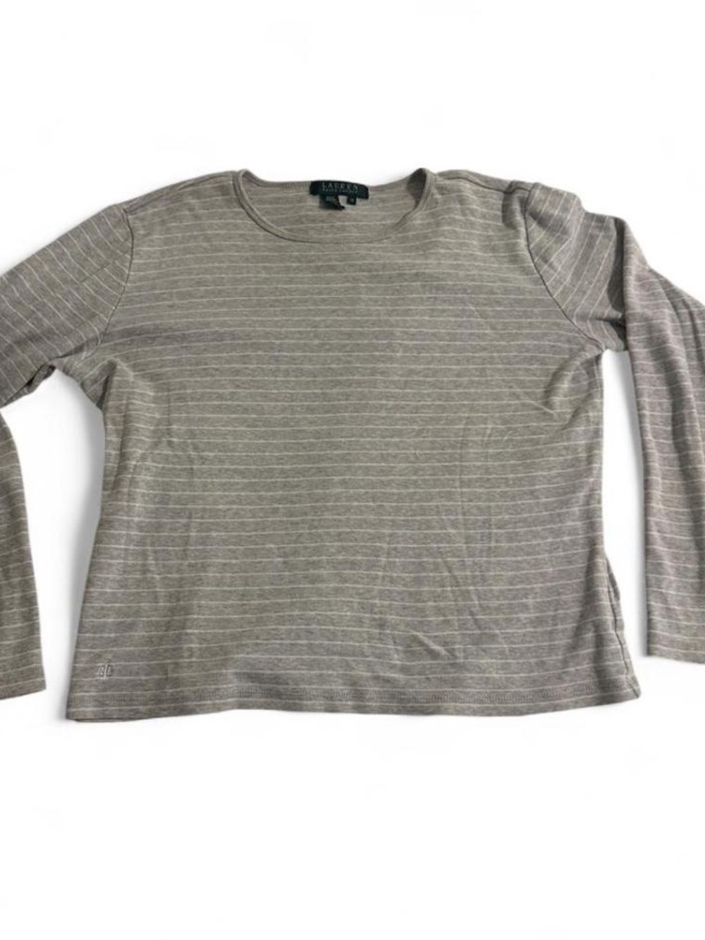 Ralph Lauren Women's Long Sleeve Crewneck shirt - Light Gray Stripe